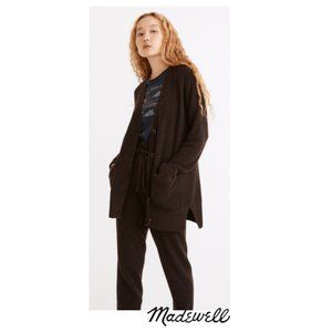 Madewell Brown Waffle Knit Chunky Oversized Merino Wool Cardigan Sweater NWT